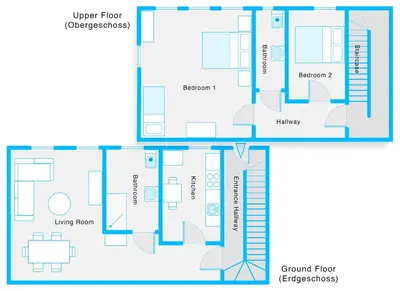 Grundriss der Unterkunft The Remise Mitte Loft, 2 BR, 2 bathrooms, living room, group & family friendly, 4- 7 Guests