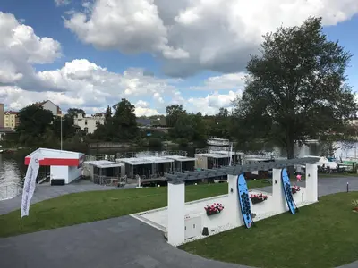 Grundriss der Unterkunft Festliegende Wohnboote Marina Niederhavel
