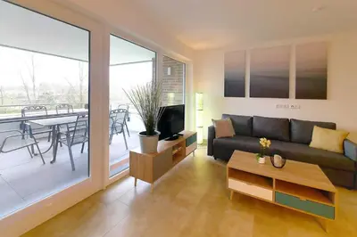 Ein Sitzbereich in der Unterkunft Apartmenthaus Scharmützelsee inkl Nebenkosten