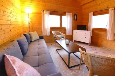 Ein Sitzbereich in der Unterkunft Urlaub im Fischland Scharmützelsee