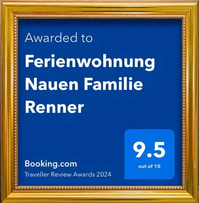 Ein Zertifikat, Auszeichnung, Logo oder anderes Dokument, das in der Unterkunft Ferienwohnung Nauen Familie Renner ausgestellt ist
