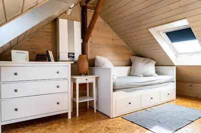 Ein Sitzbereich in der Unterkunft Ferienhaus Gartenglück