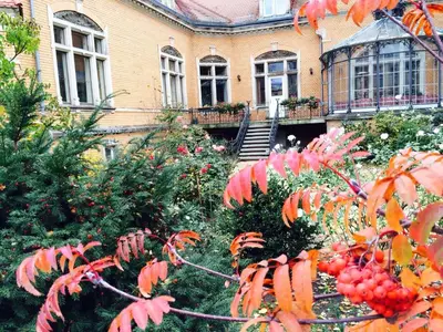 Ein Garten an der Unterkunft Pension Sanssouci