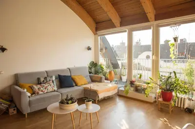 Ein Sitzbereich in der Unterkunft Penthouse + 2 balconies & terrace