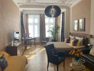 Ein Sitzbereich in der Unterkunft Boutique Hotel Mittendrin Berlin
