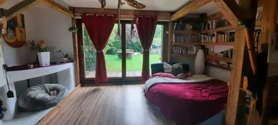 Ein Bett oder Betten in einem Zimmer der Unterkunft Ferienhaus Feuer Wasser Luft Erde