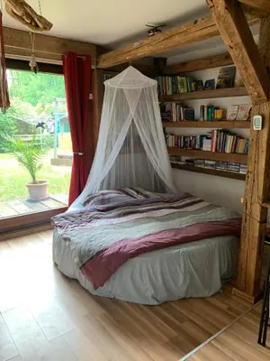 Ein Bett oder Betten in einem Zimmer der Unterkunft Ferienhaus Feuer Wasser Luft Erde