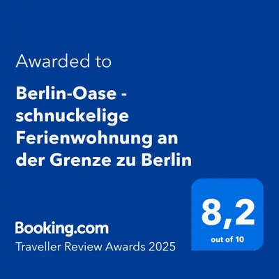 Ein Zertifikat, Auszeichnung, Logo oder anderes Dokument, das in der Unterkunft Berlin-Oase - schnuckelige Ferienwohnung an der Grenze zu Berlin ausgestellt ist