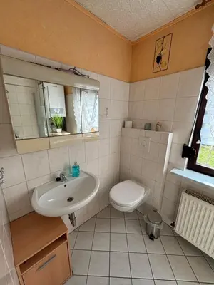 Ein Badezimmer in der Unterkunft Haus am Finowkanal