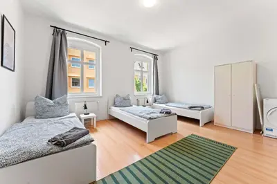 Ein Bett oder Betten in einem Zimmer der Unterkunft Nice Apartment in Eberswalde
