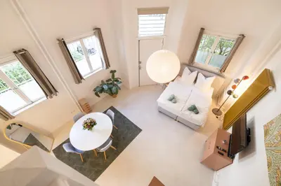 Ein Sitzbereich in der Unterkunft Great 1-room Loft