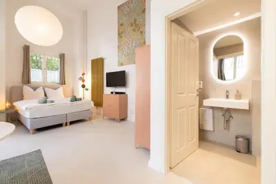 Ein Bett oder Betten in einem Zimmer der Unterkunft Great 1-room Loft