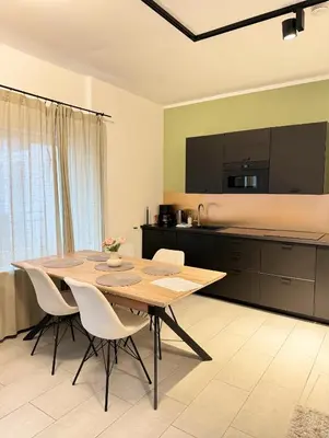 Küche/Küchenzeile in der Unterkunft Moderne Wohnung in Ruhiger Umgebung nahe Messe