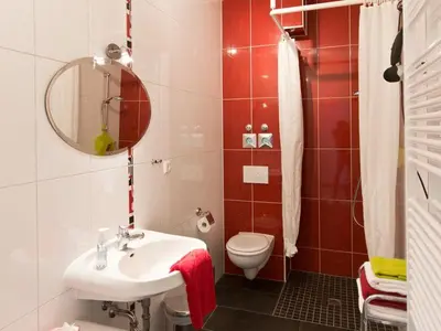 Ein Badezimmer in der Unterkunft Pension am Hasenberg