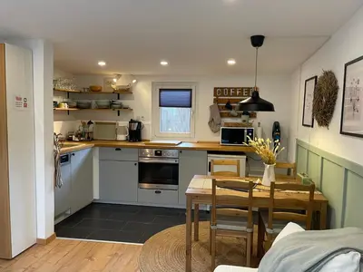Küche/Küchenzeile in der Unterkunft Kleiner gemütlicher Bungalow in Havelnähe