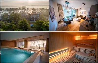 Grundriss der Unterkunft My Marina Apartment mit Pool und Sauna am See