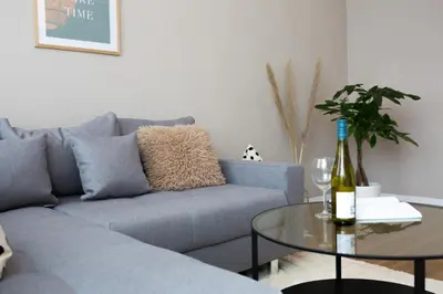 Ein Sitzbereich in der Unterkunft Modernes Apartment Lieblingsfleck I 2 Schlafzimmer I 4 Betten I Zentrumsnah