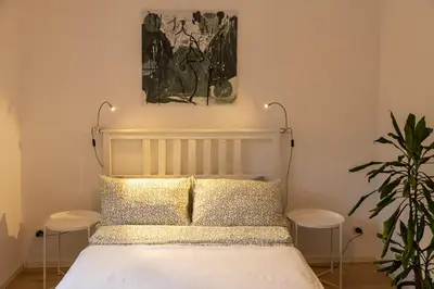 Ein Bett oder Betten in einem Zimmer der Unterkunft Zentrale Neubauwohnung in Oranienburg