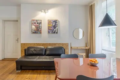Ein Sitzbereich in der Unterkunft Mooeve Boxi Studios