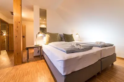 Ein Bett oder Betten in einem Zimmer der Unterkunft Kuscheliges Landhaus