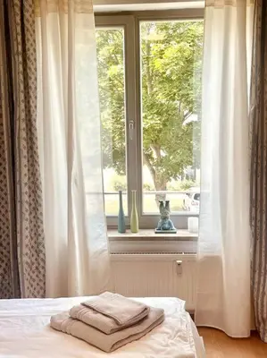 Ein Bett oder Betten in einem Zimmer der Unterkunft Gemütliche Wohnung mit Balkon in Schönefeld