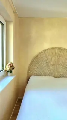 Ein Bett oder Betten in einem Zimmer der Unterkunft Haus am Waldrand und in Seenähe