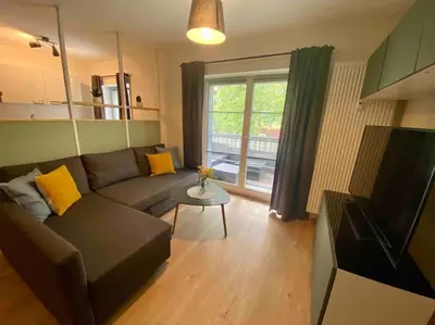 Ein Sitzbereich in der Unterkunft Apartment in Potsdam-Babelsberg