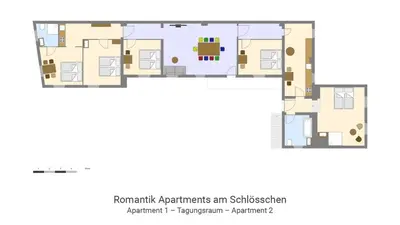 Grundriss der Unterkunft Romantikferienhaus am Schlösschen - Sauna, Kamin & Seenlandschaft nahe Berlin
