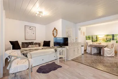 TV/Unterhaltungsangebot in der Unterkunft Große Helle Wohnung am Wald in Bad Saarow Nahe Grünheide und Berlin Souterrain