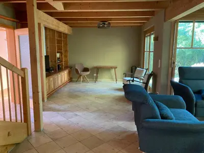 Ein Sitzbereich in der Unterkunft Ferienhaus Pferdehof Birkholz