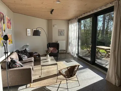 Ein Sitzbereich in der Unterkunft Ferienhaus Haus 11 in Templin mit Seeblick und Sauna
