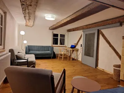 Ein Sitzbereich in der Unterkunft Alte Schmiede Buckow