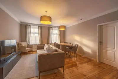 Ein Sitzbereich in der Unterkunft Lux Central Apartment