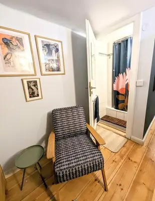 Ein Sitzbereich in der Unterkunft Feines Apartment in der Mitte