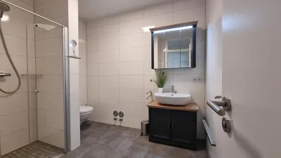 Ein Badezimmer in der Unterkunft Park-Apartment Scharmützelsee Wohnung 7