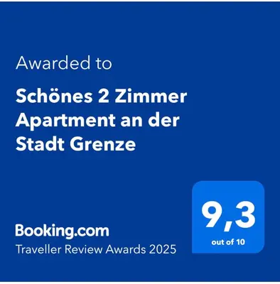Ein Zertifikat, Auszeichnung, Logo oder anderes Dokument, das in der Unterkunft Schönes 2 Zimmer Apartment an der Stadt Grenze mit Klimaanlage ausgestellt ist