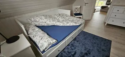 Ein Bett oder Betten in einem Zimmer der Unterkunft Schwedenhaus Zerpenschleuse