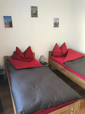 Ein Bett oder Betten in einem Zimmer der Unterkunft Schöne neu erbaute Wohnung