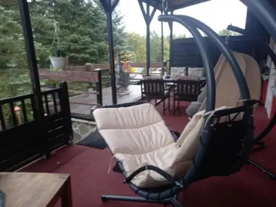 Ein Sitzbereich in der Unterkunft Ferienhaus im Odertal