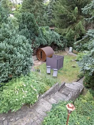 Ein Garten an der Unterkunft Ferienhaus im Odertal