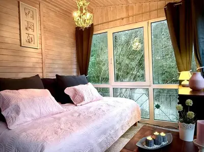 Ein Bett oder Betten in einem Zimmer der Unterkunft Ferienhaus im Sonnental