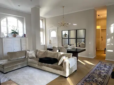 Ein Sitzbereich in der Unterkunft Luxus Apartment, Messe, ICC