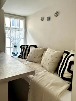 Ein Sitzbereich in der Unterkunft Luxus Apartment, Messe, ICC