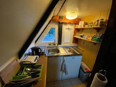 Küche/Küchenzeile in der Unterkunft Finnhütte Oase