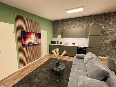 Ein Sitzbereich in der Unterkunft Berlin Loft nähe Olympiastadion