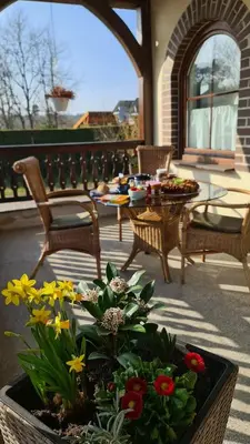 Ein Balkon oder eine Terrasse in der Unterkunft Ferienwohnung AM SPREEUFER