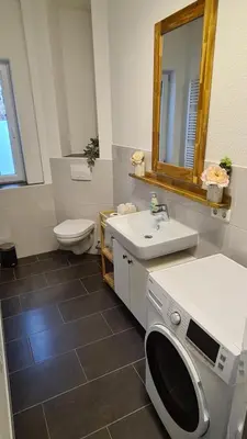 Ein Badezimmer in der Unterkunft Ferienwohnung AM SPREEUFER