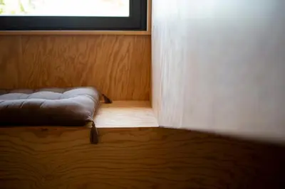 Ein Bett oder Betten in einem Zimmer der Unterkunft Fewo im Naturschutzgebiet, mit großem Balkon