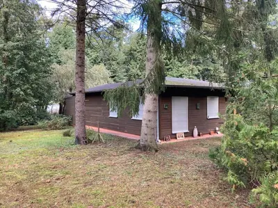 Ein Garten an der Unterkunft Gemütliches Ferienhaus am See, privater Steg, bei Berlin