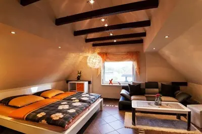 Ein Bett oder Betten in einem Zimmer der Unterkunft Ferienwohnung Verena Wunderlich